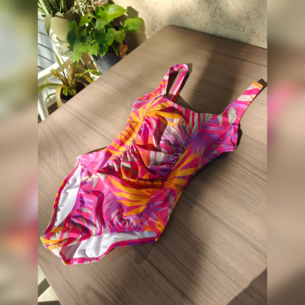 SPEEDO Tropical Pink and Yellow One Piece Swimsuit 8